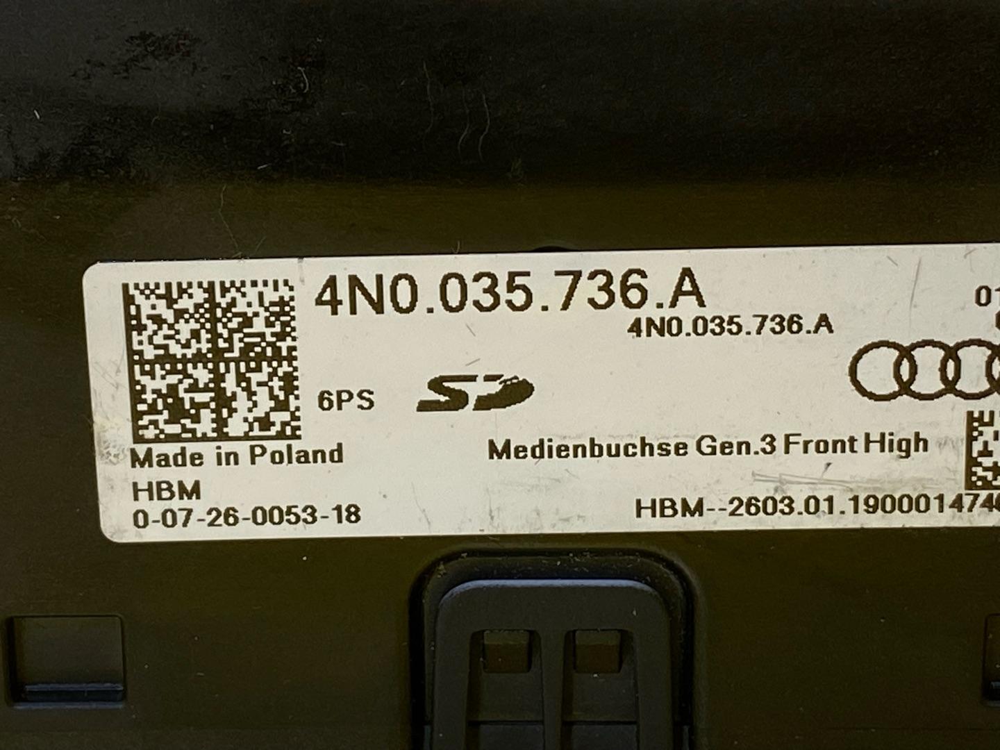 разъем AUX / USB Audi A8 D5 2019, 3.0 л., дизель, 4N0035736A - фото №9