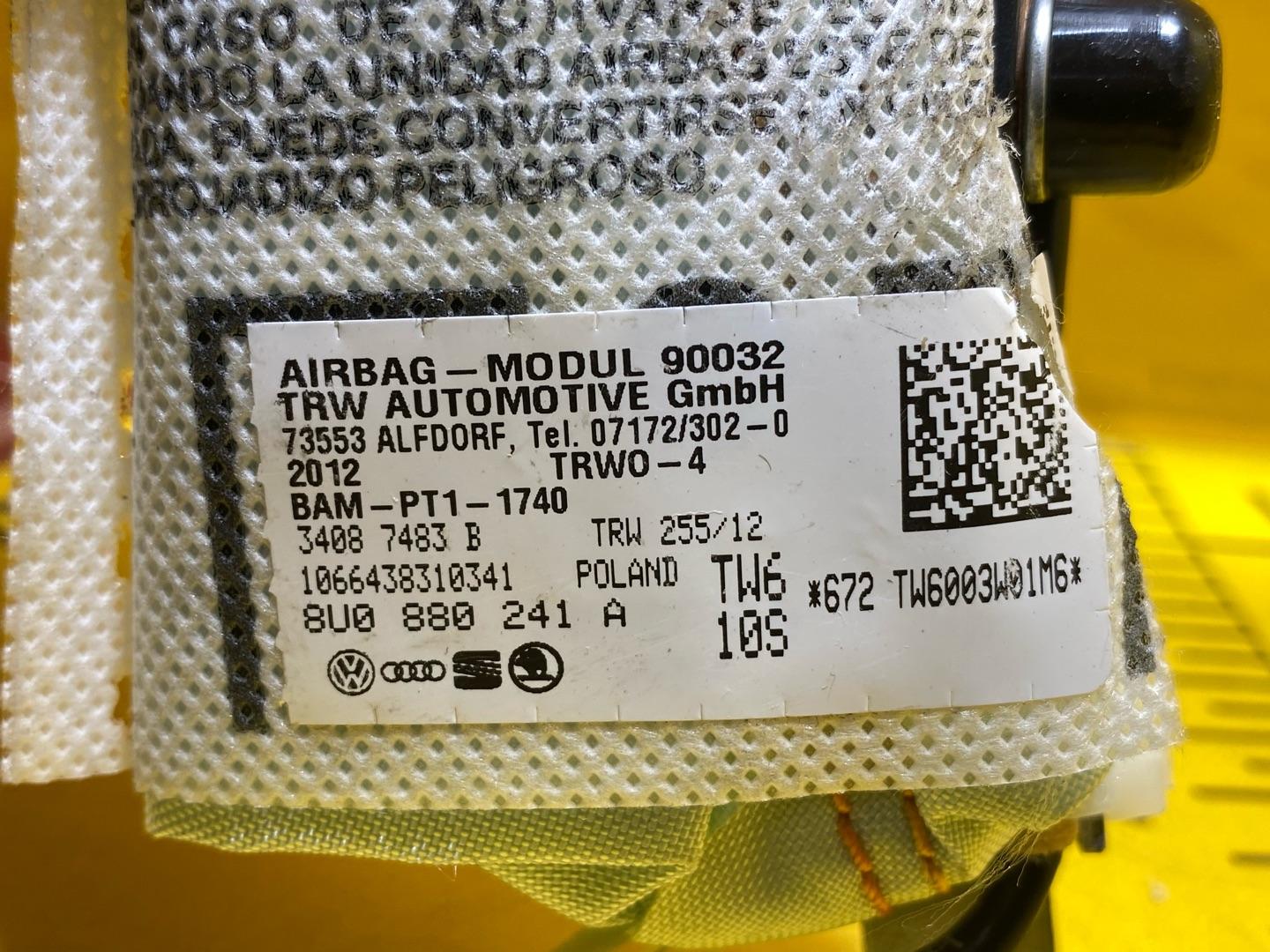 подушка безопасности сиденья Audi Q3 8U 2012, 2.0 л., бензин, 8U0880241A - фото №7