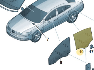 стекло двери задней правой Volkswagen Passat CC 1 поколение [рестайлинг] 2013, 2.0 л., CCZB, бензин, робот, z2/h5x синий металлик, седан, передний привод, правый руль, 3C8845206