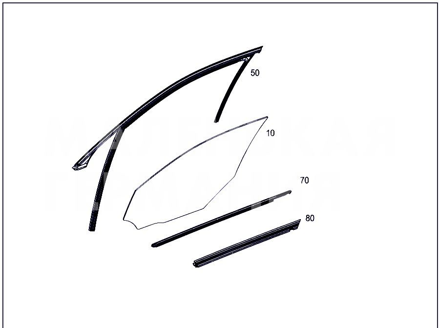 стекло двери передней левой Mercedes-Benz C-Класс W205/S205/C205 W205.042 2014, 2.0 л., M 274.920, бензин, АКПП, 755 серый, седан, задний привод, правый руль, A2057250110 - фото №1