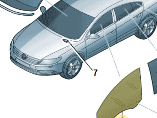 стекло двери передней левой Volkswagen Passat CC 1 поколение [рестайлинг] 2013, 2.0 л., CCZB, бензин, робот, z2/h5x синий металлик, седан, передний привод, правый руль, 3C8845201C