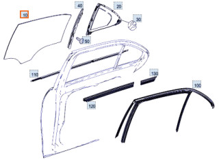 стекло двери задней правой Mercedes-Benz E-Класс W212 [рестайлинг] W212 2013, 2.0 л., M 274.920, бензин, АКПП, 775 iridiumsilber, седан, задний привод, правый руль, A2127350210