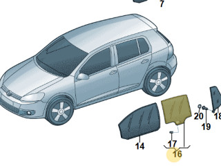стекло двери задней правой Volkswagen Golf GTI 6 поколение 2011, 2.0 л., CCZB, бензин, робот, b4/b9a белый, хетчбэк 5 дв., передний привод, правый руль, 5K6845025C