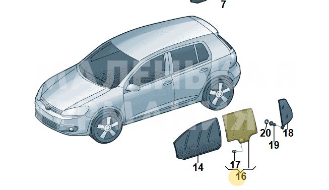 стекло двери задней правой Volkswagen Golf GTI 6 поколение 2011, 2.0 л., CCZB, бензин, робот, b4/b9a белый, хетчбэк 5 дв., передний привод, правый руль, 5K6845025C - фото №1