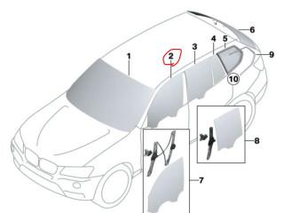 стекло двери передней левой BMW X3 F25 2013, 2.0 л., N20 B20 A, бензин, АКПП, а52/7 spacegrau, хетчбэк 5 дв., полный привод, правый руль, 51337347645, 7347645