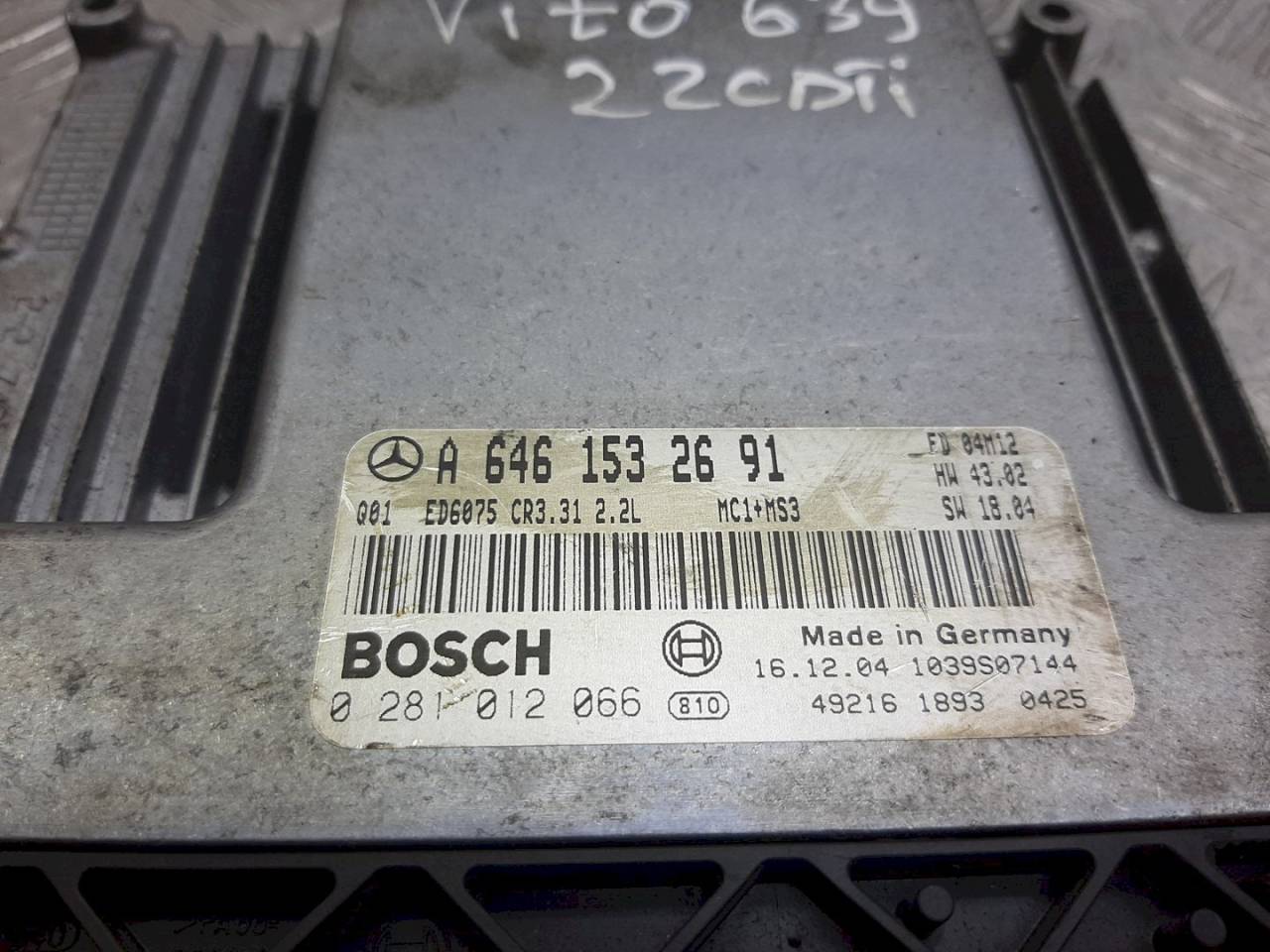 блок управления двигателем Mercedes-Benz Vito W639 2004, 2.2 л., CDTi, 6461532691 - фото №1