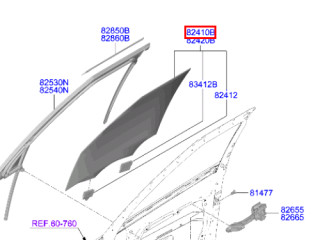 стекло двери передней левой Hyundai Santa Fe 5 поколение 2024, 82410-P6030
