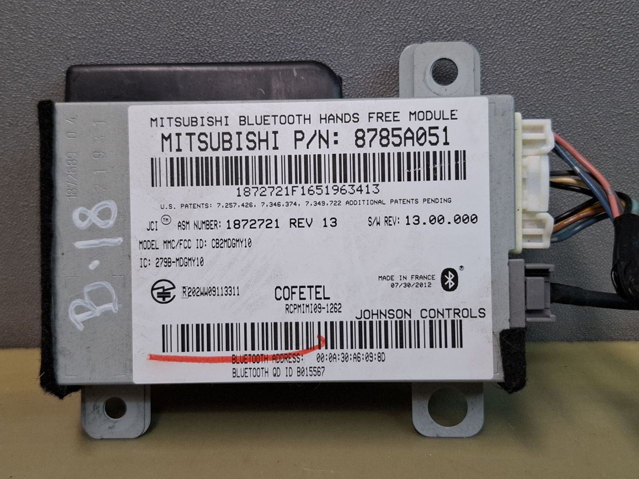 блок Bluetooth Mitsubishi ASX 1 поколение 2012, 2.0 л., 4B11, бензин, АКПП, черный, внедорожник 5 дв., полный привод, 8785A051 - фото №1