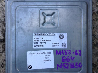 блок управления двигателем BMW 6 серия E63/E64 2006, 3.0 л., N52 B30 A, бензин, АКПП, черный, купе, задний привод, правый руль, 7567178, MSV70