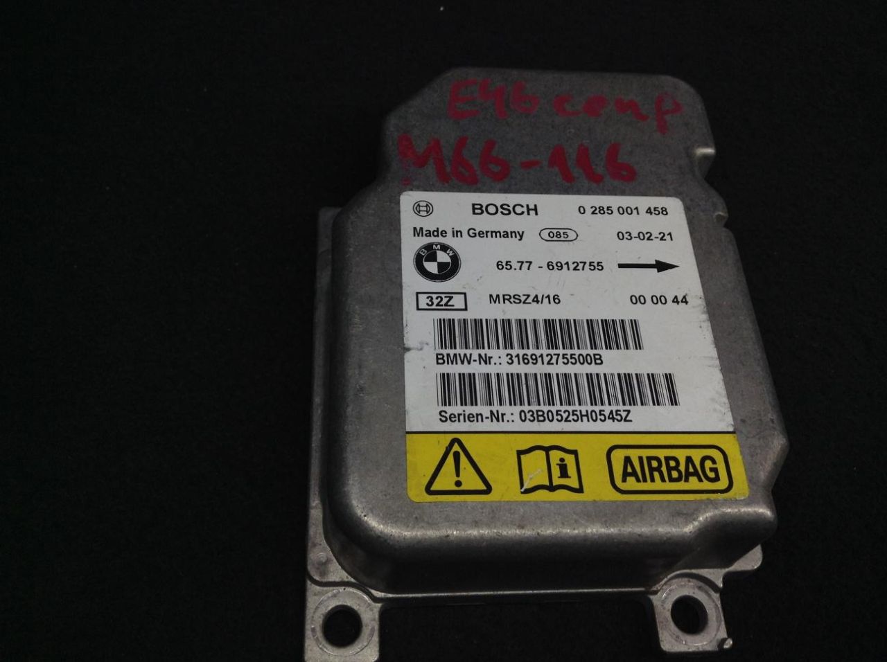 блок AirBag BMW 3 серия E46 2002, 3.0 л., бензин, АКПП, купе, 6912755 - фото №1