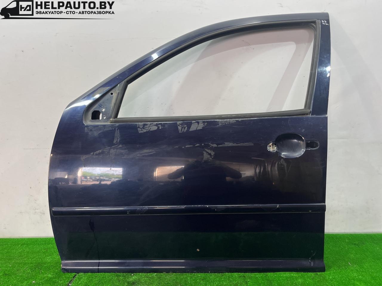 дверь передняя левая Volkswagen Jetta 4 поколение 2001, 2.0 л., AQY, бензин, МКПП, синий, седан, передний привод - фото №1