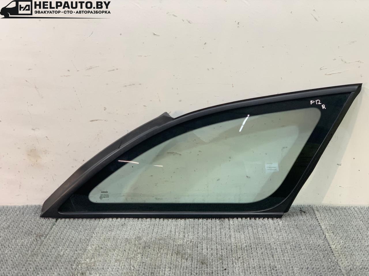 стекло кузовное боковое правое Nissan Primera P12 2002, 2.2 л., дизель, универсал, передний привод - фото №1