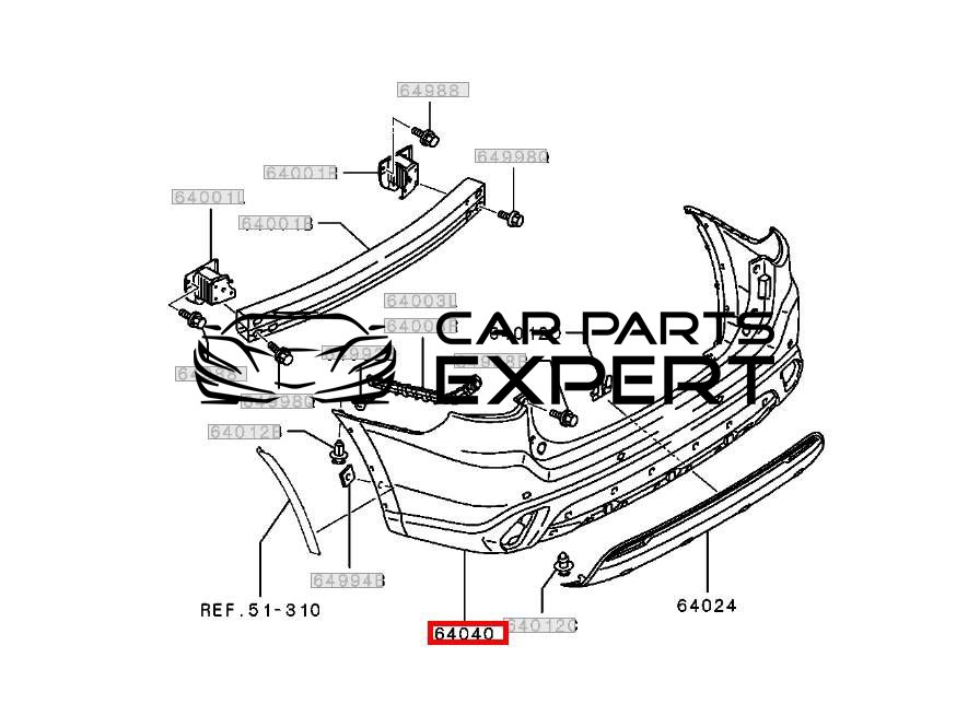 бампер задний Mitsubishi Outlander 3 поколение [3-й рестайлинг] (2018 - 2026), 6410F409WA