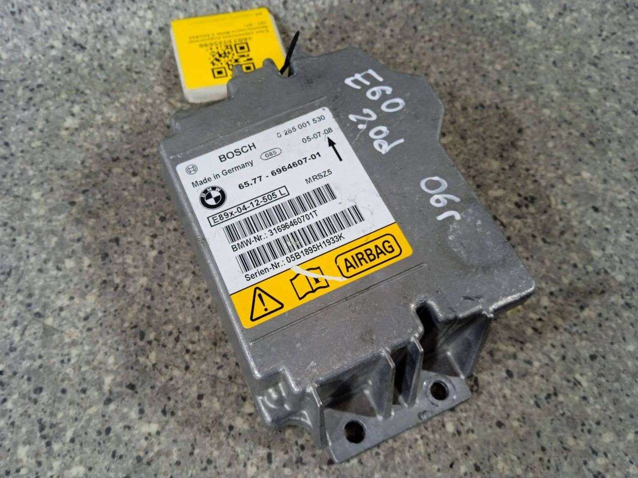 блок AirBag BMW 5 серия E60/E61 (2002 - 2007), 0285001530, 6964607-01 - фото №1