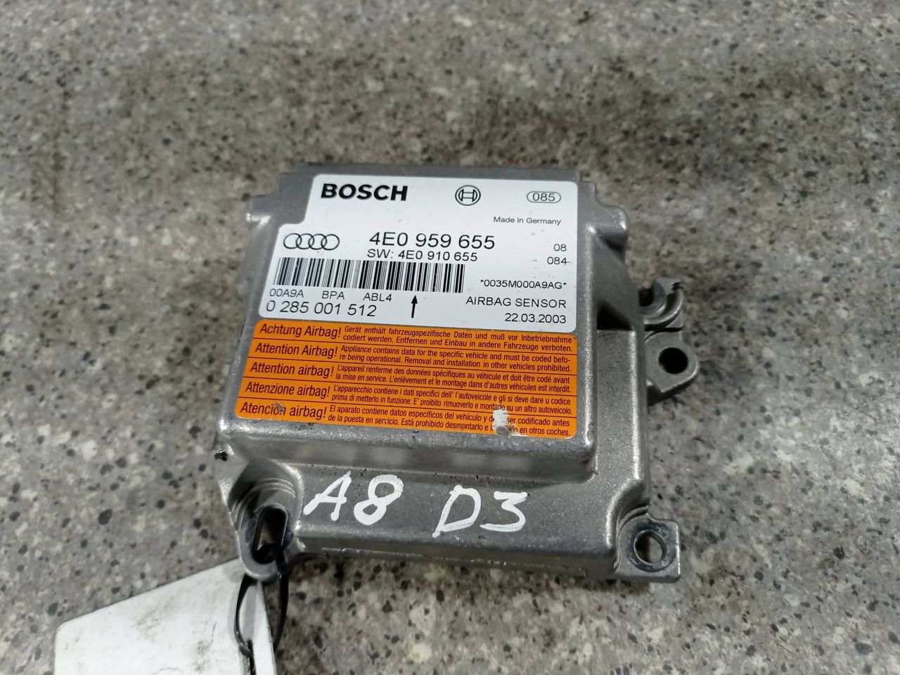 блок AirBag Audi A8 D3/4E (2002 - 2005), 3.7 л., i, АКПП, полный привод, 4E0959655, 0285001512 - фото №1