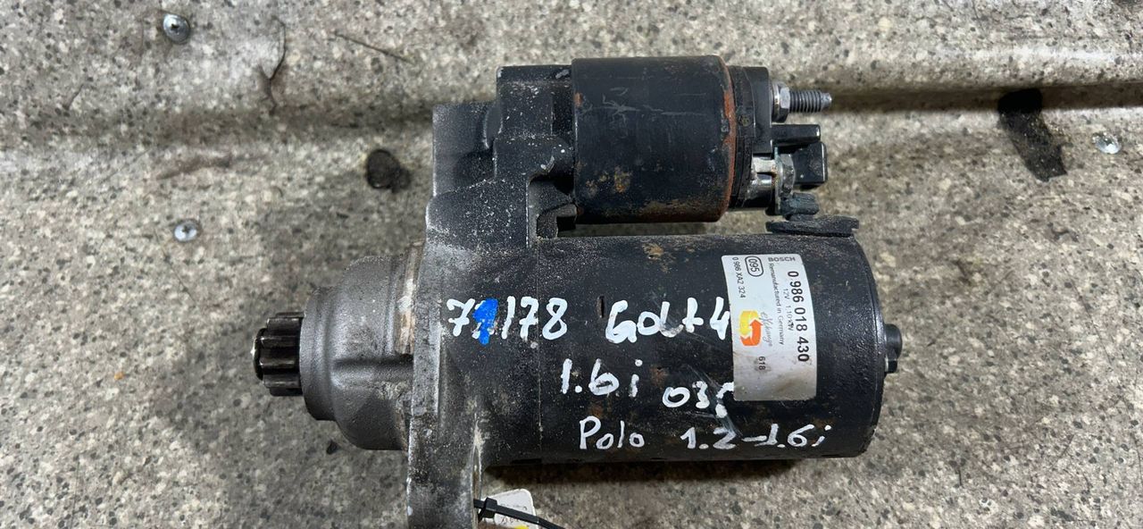 стартер Volkswagen Golf 4 поколение (1997 - 2006), 1.6 л., i, BAD, бензин, 5МКПП, передний привод, 0986018430, 0986XA2324 - фото №1