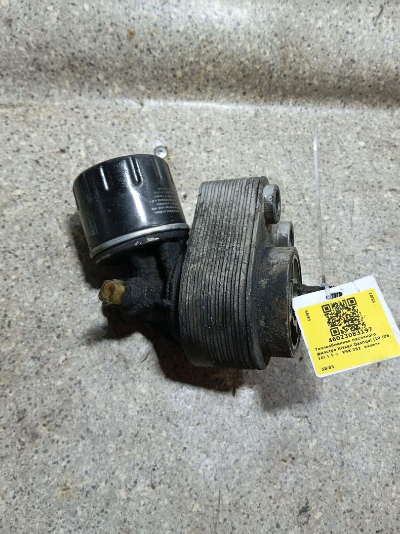 теплообменник масляного фильтра Nissan Qashqai 1 поколение (2006 - 2010), 1.5 л., K9K 282, дизель - фото №1