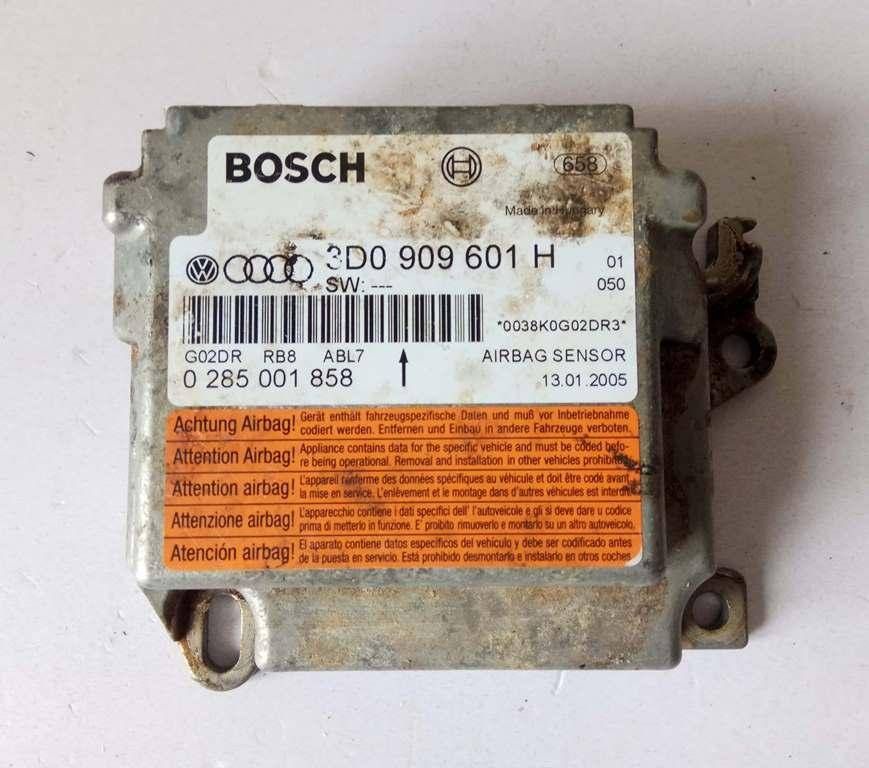 блок AirBag Volkswagen Touareg 1 поколение 2005, 3.2 л., i, BMX, бензин, АКПП, серый, внедорожник 5 дв., полный привод, BOSCH, 3D0909601H, 0285001858 - фото №1