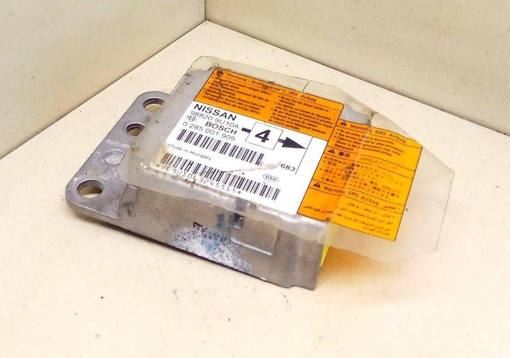 блок AirBag Nissan Note E11 2008, 1.6 л., бензин, МКПП, жёлтый, хетчбэк 5 дв., BOSCH, 0285001909, 988209U10A - фото №1