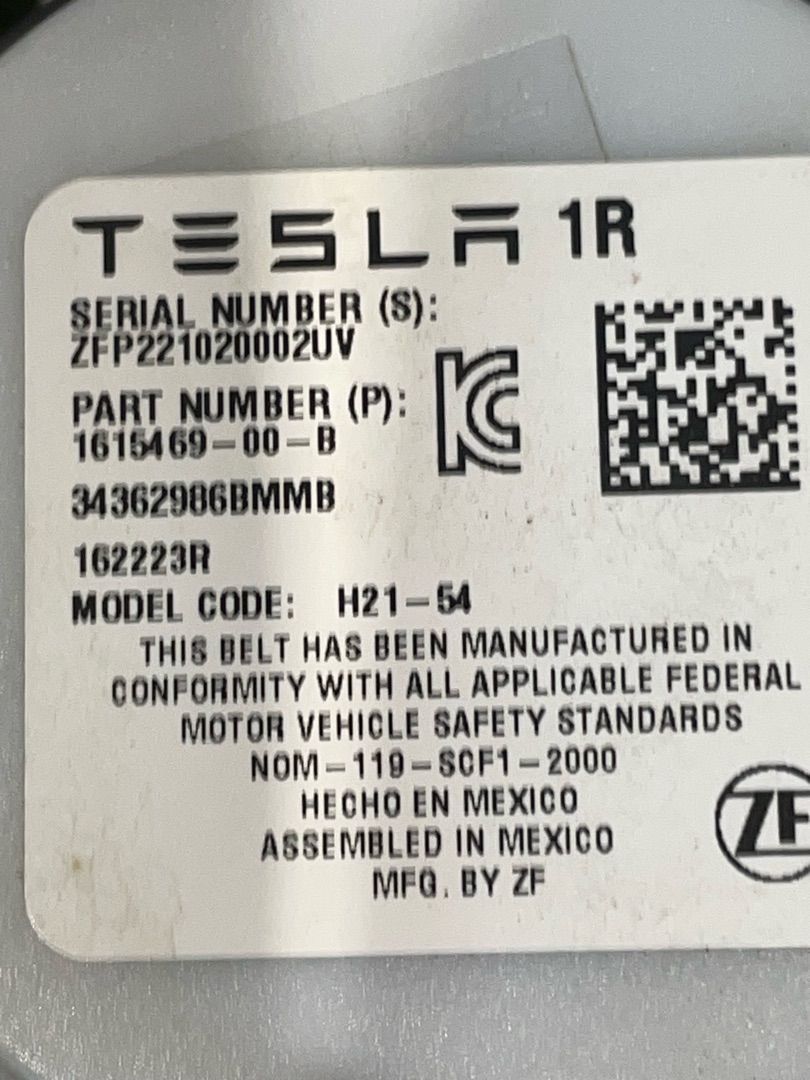 ремень безопасности Tesla Model X 1 поколение [рестайлинг] 2022, электро, 1615469-00-B