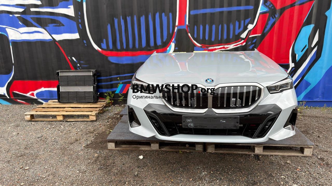 передняя часть (ноускат) BMW 5 серия G60 2023, 2.0 л., B48B20V, бензин, АКПП, c4p brooklyn grau metallic, седан, задний привод, правый руль, 9633618, 5A798D4, 5A798D3, 9633624, 9633629, 5A6A3D3