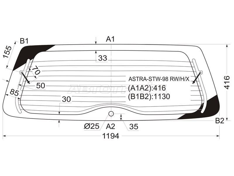 стекло заднее Opel Astra G 2000, универсал, ASTRA-STW-98RWHX, ASTRA-STW-98RWHX