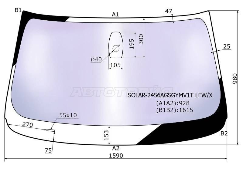 стекло лобовое BMW X6 E71/E72 2010, хетчбэк 5 дв., SOLAR-BMW-X6-VSLFWX, SOLAR-BMW-X6-VSLFWX - фото №1