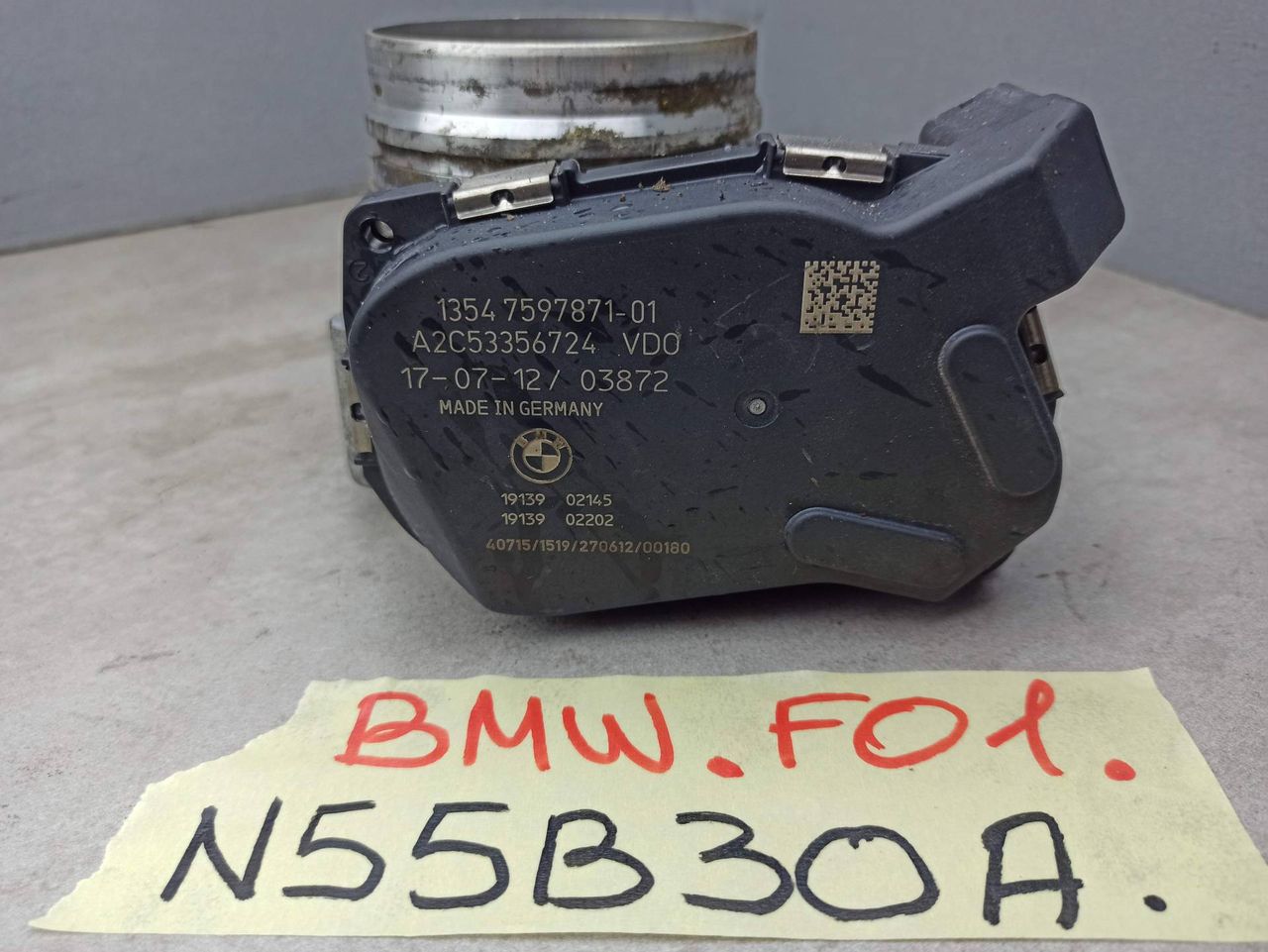 заслонка дроссельная BMW 7 серия F01/F02 [рестайлинг] 2013, 3.0 л., N55 B30 A, бензин, 13547597871