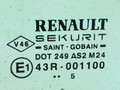 стекло двери передней левой Renault Megane 2 поколение 2005, 1.9 л., F9Q 800, дизель, МКПП, серый, универсал, передний привод, 43R-001100, 8200077233 - фото №2