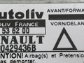 блок AirBag Renault Laguna 1 поколение B568 1998, 1.6 л., i, K4M 720, бензин, 5МКПП, зелёный, хетчбэк 5 дв., передний привод, 550536200, 7700429436B - фото №3