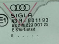 стекло двери передней левой Audi A4 B5 1996, 1.9 л., TDi, AHU, дизель, 5МКПП, зелёный, седан, 8D0845201 - фото №2