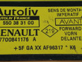 блок AirBag Renault Megane 1 поколение LA0E 1996, 1.4 л., i, E7J 764, бензин, 5МКПП, синий, седан, передний привод, 550383100, 7700841176A - фото №3
