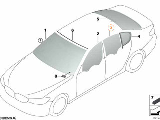 стекло двери задней левой BMW 5 серия G30/G31 G30 2018, 2.0 л., B48 B20 A, бензин, АКПП, a96 mineral-weiss metallic, седан, задний привод, правый руль, 51377375189, 7375189