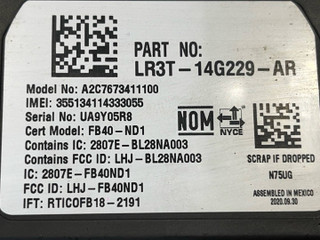 блок Bluetooth Ford Mustang 6 поколение S550 [рестайлинг] 2020, 2.3 л., бензин, АКПП, белый, купе, задний привод, LR3T-14G229-AR