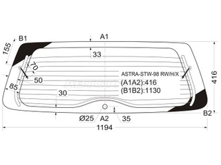 стекло заднее Opel Astra G 2000, универсал, ASTRA-STW-98RWHX, ASTRA-STW-98RWHX