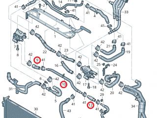 Патрубок системы охлаждения (Audi E-Tron) Audi e-tron 1 поколение 2019, электро, 4KE819374B, 4KE819928F, 4KE819372B