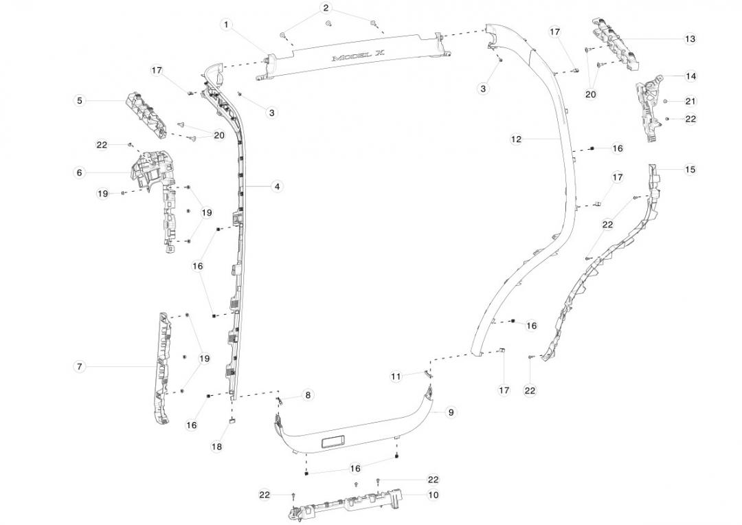 накладка декоративная Tesla Model X 1 поколение 2020, 1050473-00-D - фото №1