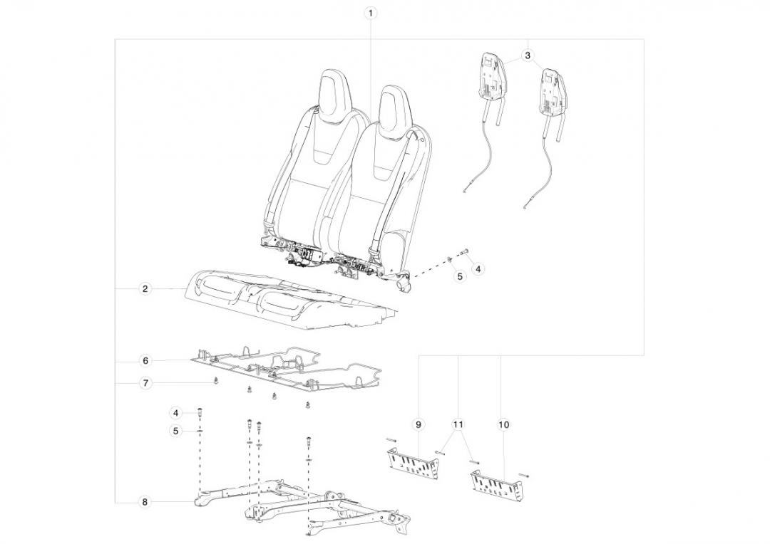 салон (комплект сидений) Tesla Model X 1 поколение 2020, 1050183-99-C - фото №1