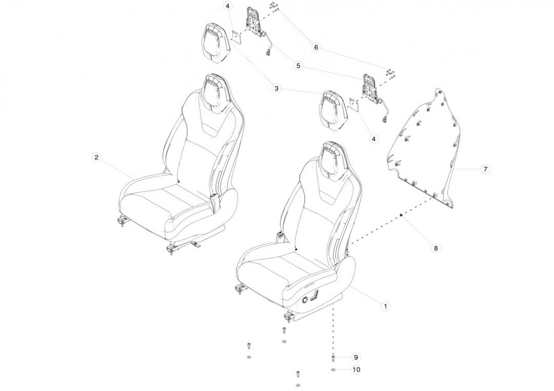 салон (комплект сидений) Tesla Model X 1 поколение 2020, 1065637-00-B - фото №1