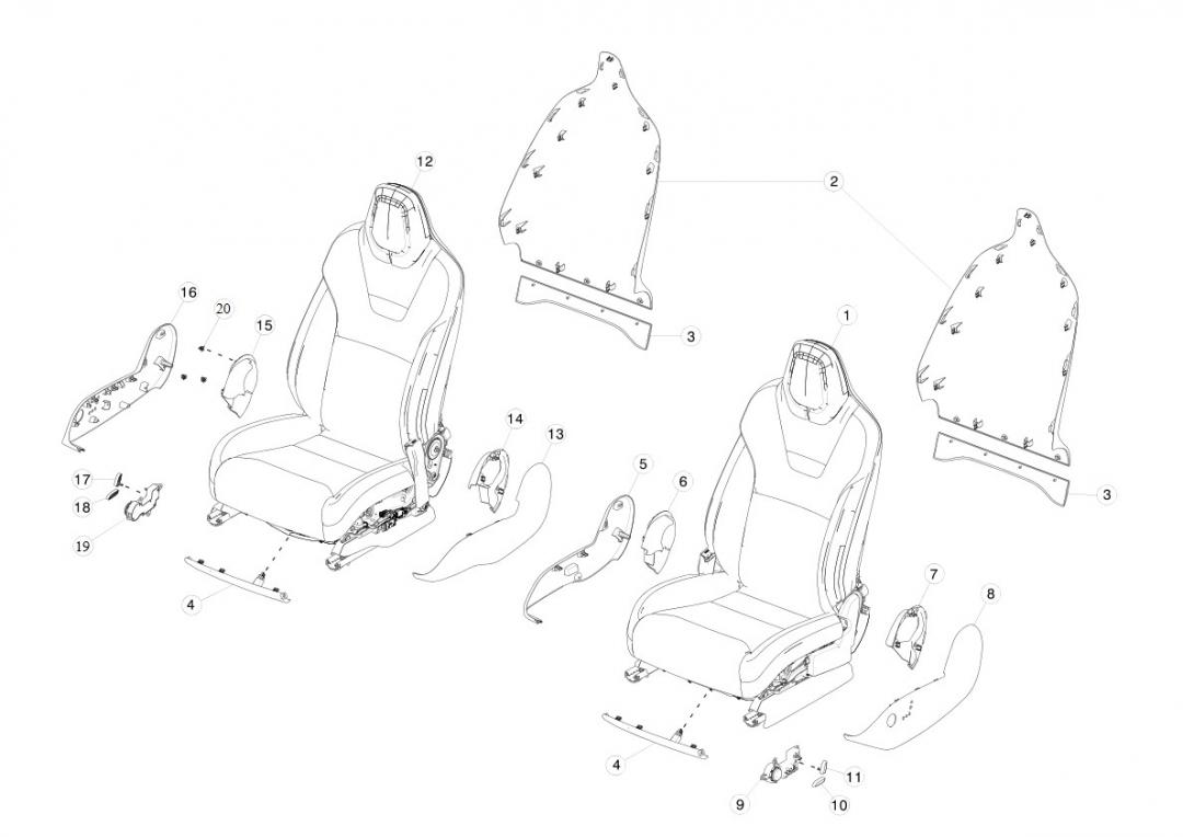 салон (комплект сидений) Tesla Model X 1 поколение 2020, 1071292-00-B - фото №1