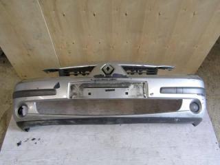 бампер передний Renault Laguna 2 поколение [рестайлинг] (2005 - 2007), серебристый, 7701476242