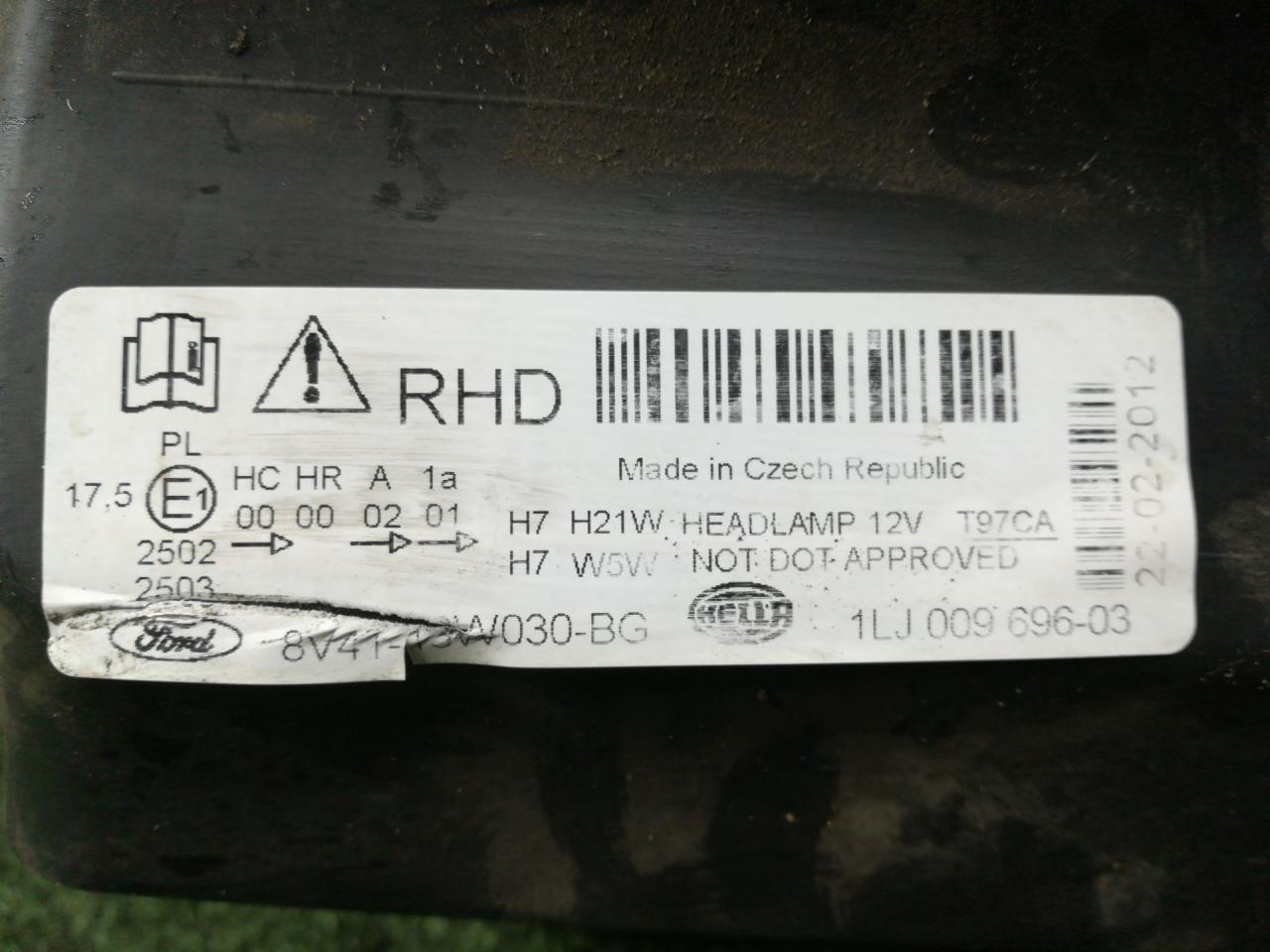 фара левая Ford Kuga 1 поколение 2012, 2.5 л., HYDC, бензин, АКПП, внедорожник 5 дв., полный привод, правый руль, 1LJ00969603 - фото №1