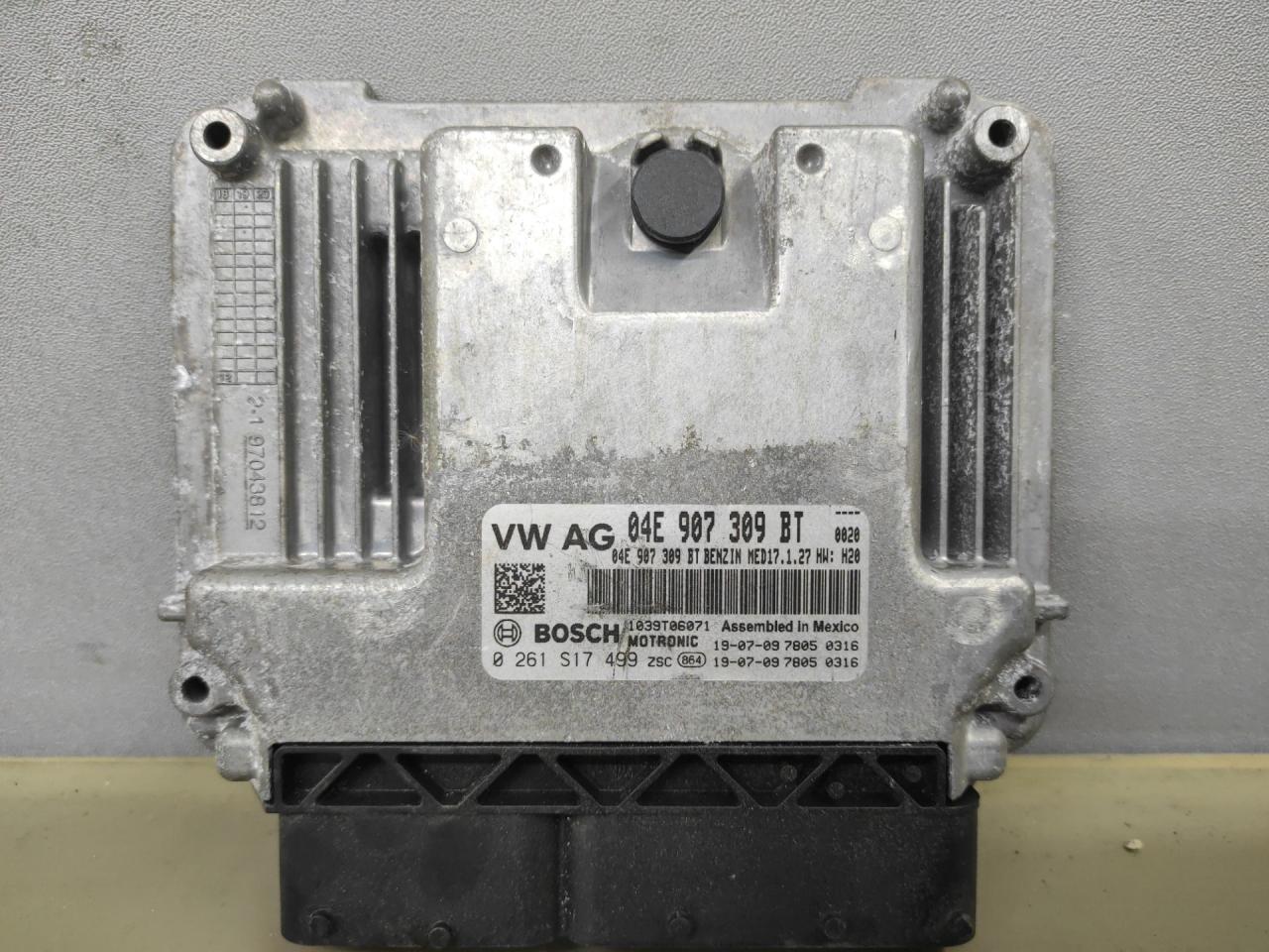 блок управления двигателем Volkswagen Jetta 7 поколение 2019, 1.4 л., бензин, АКПП, серебристый, передний привод, 04E907309BT - фото №1