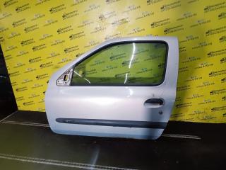 дверь передняя левая Renault Clio 2 поколение 2000, 1.4 л., бензин, МКПП, серебро, хетчбэк 3 дв., передний привод